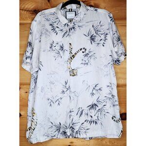 Denim & Flower Ricky Singh Tiger/Bamboo Button Up Shirt Size XL, Preowned.